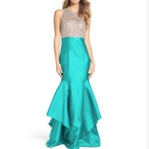 XSCAPE Embellished Bodice Mikado Mermaid Turquoise